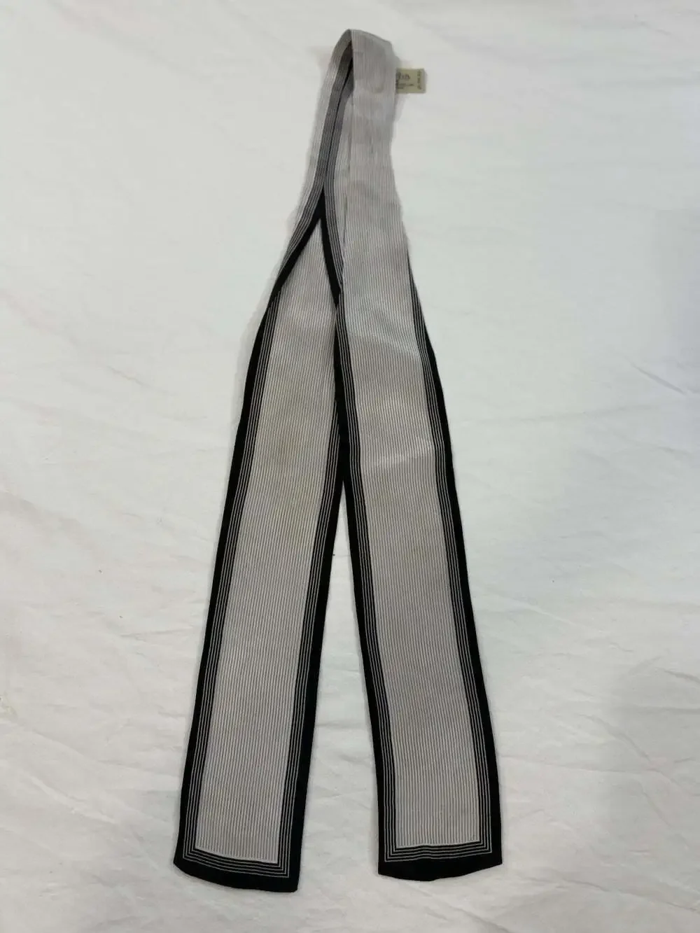 Vintage Sacha Silk Skinny Scarf Or Hair Accessory Made In Japan Gray &Black